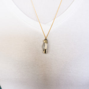 small folding knife necklace on gold chain