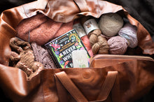 Load image into Gallery viewer, re:designed project bag with knitting materials and book