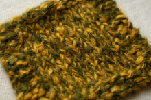 Load image into Gallery viewer, Close-up of a green and yellow knitted fabric texture.