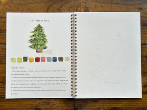 christmas tree watercolor drawing