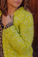 Load image into Gallery viewer, Person wearing a bright yellow textured sweater with a blurred background