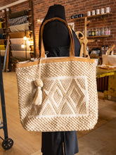 Load image into Gallery viewer, tan knitted handbag