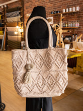 Load image into Gallery viewer, tan knitted shoulder bag