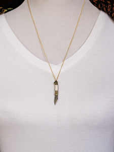 small folding knife necklace on gold chain