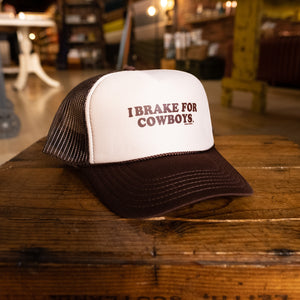 i brake for cowboys white and brown hat