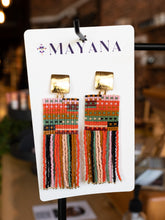 Load image into Gallery viewer, striped knit fringe earrings