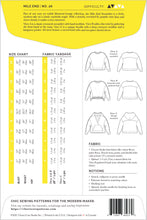 Load image into Gallery viewer, Pattern envelope with size chart, fabric yardage, and sewing pattern details for a sweatshirt.