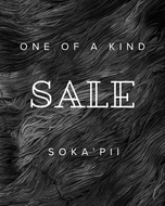 Black and white patterned background with 'One of a Kind Sale' text and brand name.