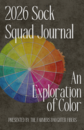 Cover of '2026 Sock Squad Journal' with a color wheel and text on a dark background
