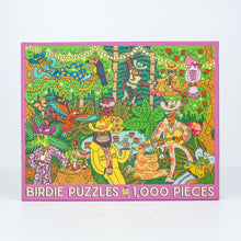 Load image into Gallery viewer, Colorful puzzle box with jungle-themed design and 'Birdie Puzzles' branding.