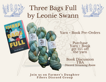 Load image into Gallery viewer, Promotional image for &#39;Three Bags Full&#39; by Leonie Swann featuring yarn and a book.