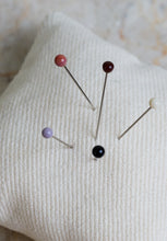 Load image into Gallery viewer, Set of sewing pins with colored beads on a textured fabric background