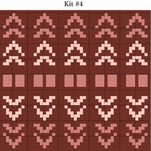 Load image into Gallery viewer, Grid of pixelated patterns on a brown background with 'Kit #4' text at the top.