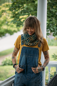 woman wearing overalls