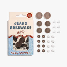 Load image into Gallery viewer, Jeans Hardware by Katn packaging with buttons and pins on a white background