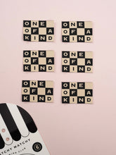 Load image into Gallery viewer, Set of six checkered tiles with 'One of a Kind' text on a pink background, with a card partially visible.