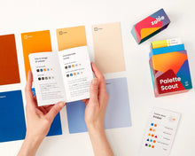 Load image into Gallery viewer, Color swatches and a book titled 'Palette Scout' on a white background