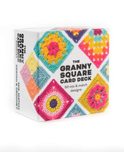 Load image into Gallery viewer, Colorful Granny Square card deck packaging on a white background