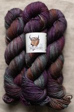 Load image into Gallery viewer, Multicolored skein of yarn with a label on a neutral background