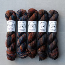 Load image into Gallery viewer, Five skeins of yarn with labels on a gray background