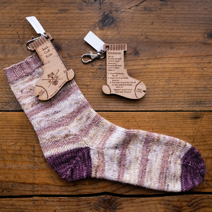 knit sock with sock keychains