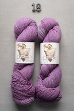 Load image into Gallery viewer, Two skeins of purple yarn with 'Pishpun' labels on a gray background