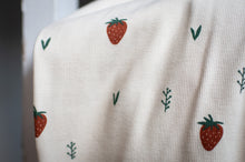 Load image into Gallery viewer, Close-up of a white fabric with strawberry pattern