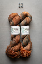 Load image into Gallery viewer, Two skeins of yarn with labels on a gray background