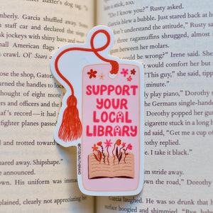 support your local library bookmark