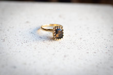 Load image into Gallery viewer, Gold ring with a smoky topaz stone on a textured surface