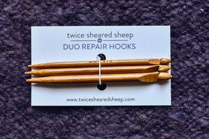 Duo Wooden Repair Hooks -- Twice Sheared Sheep