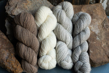 Load image into Gallery viewer, row of different colored skeins of yarn