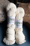 two skeins leaning on rocks