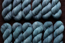 Load image into Gallery viewer, light blue row of yarn hanks