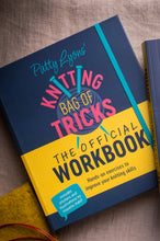 Load image into Gallery viewer, Book titled 'Knitting Bag of Tricks: The Official Workbook' by Patty Lyons on a textured surface.