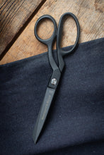 Load image into Gallery viewer, Black scissors on a dark fabric background