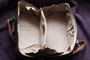 open leather bag
