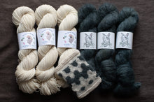 Load image into Gallery viewer, black and white yarn hanks