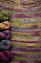 Load image into Gallery viewer, Colorful yarn skeins on a textured fabric background