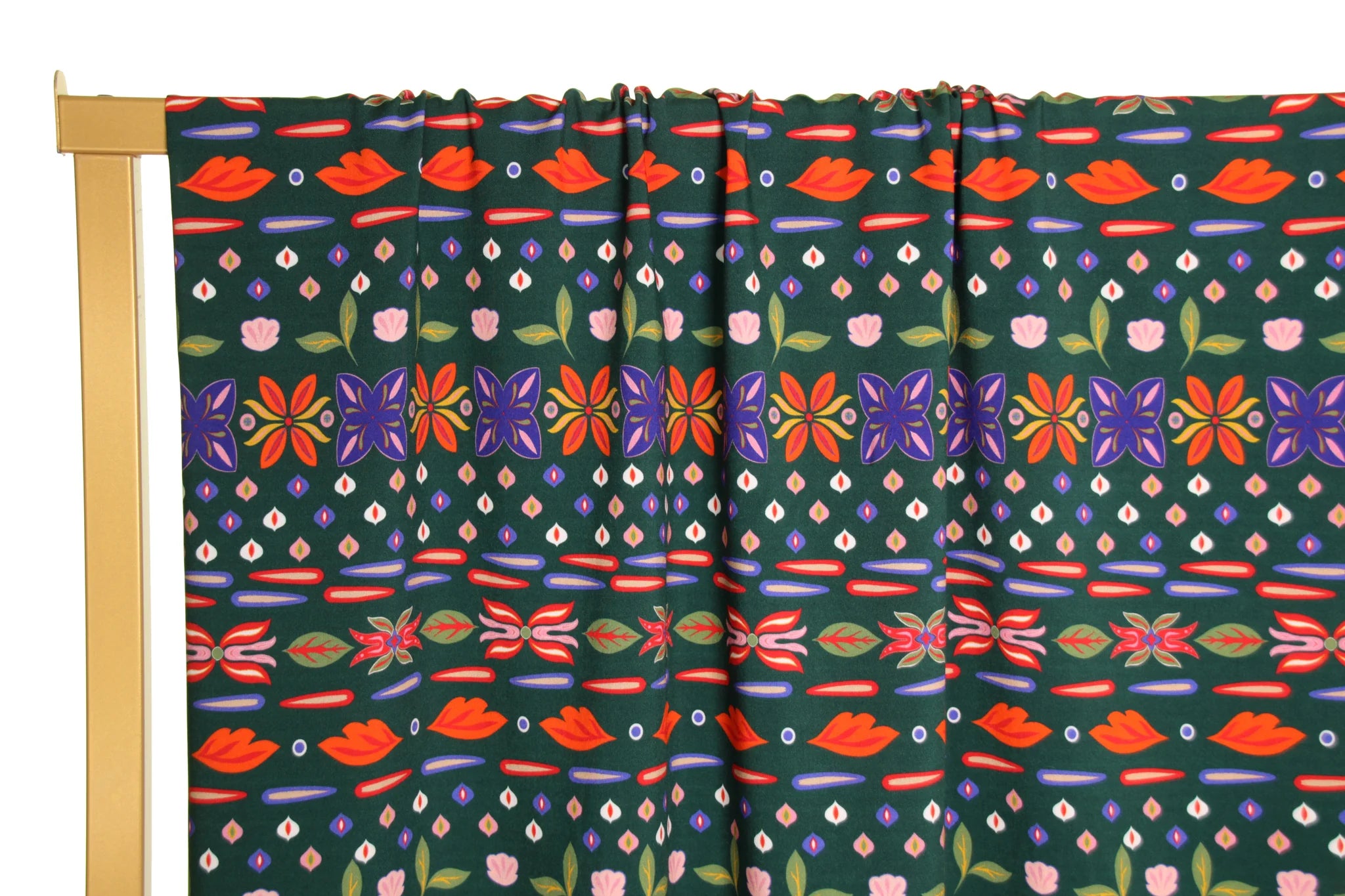 dark green viscose with fun flowers