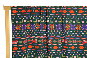 dark green viscose with fun flowers