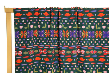 dark green viscose with fun flowers