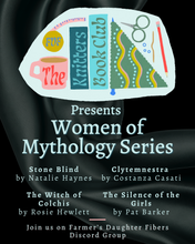 Load image into Gallery viewer, Promotional graphic for 'Women of Mythology Series' with character illustrations and text on a dark background.