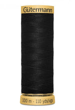 Load image into Gallery viewer, Spool of black thread with 'Gütermann' branding on a white background