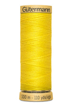 Load image into Gallery viewer, Spool of yellow Gutermann thread on a white background