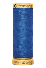 Load image into Gallery viewer, Spool of blue thread with 'Gäutermann' branding on a white background