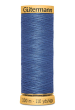 Load image into Gallery viewer, Spool of blue thread with 'Gäutermann' branding on a white background