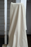 Striped fabric draped over a white ladder indoors