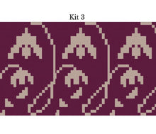 Load image into Gallery viewer, A repeating pixelated pattern in dark purple and beige, with the text 'Kit 3' centered above the pattern on a white background.