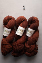 Load image into Gallery viewer, Three skeins of brown yarn with labels on a gray background
